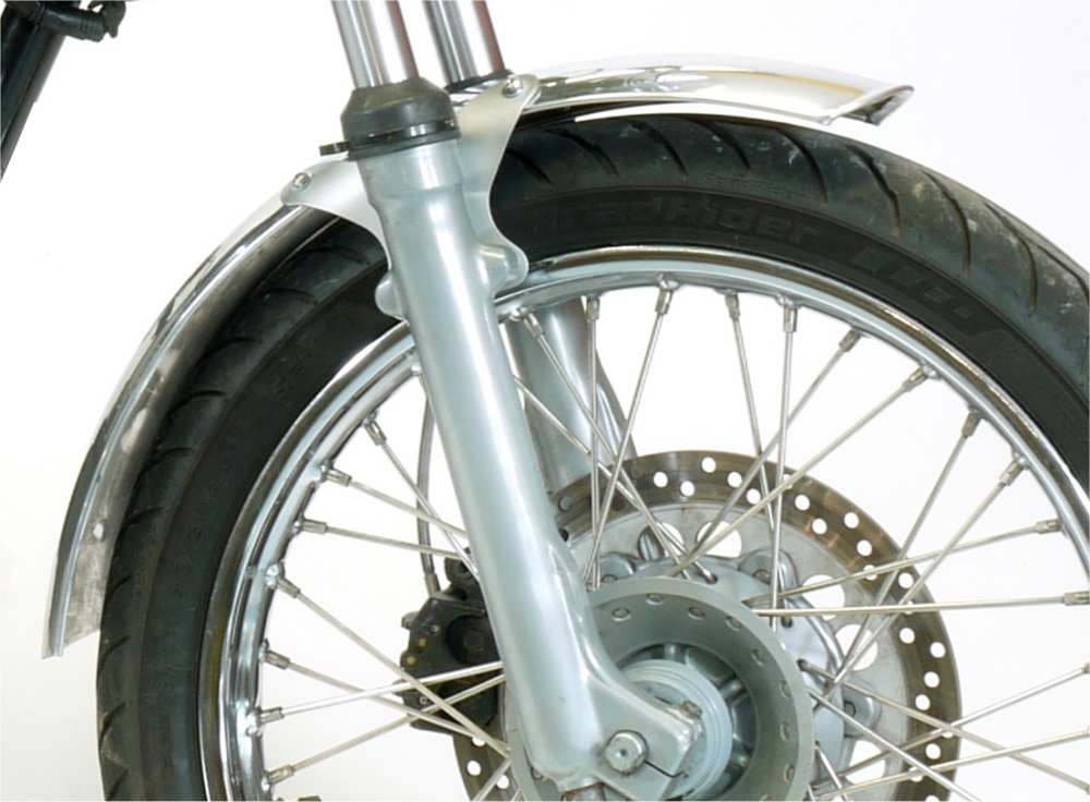 FRONT MUDGUARD WITH 2 STAYS, 19'' (DISC BRAKES), POLISHED ALLOY