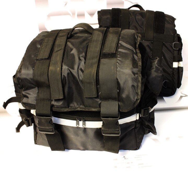 THROWOVERS (HEAVY DUTY), BLACK WITH RED PIPING AND REFLECTIVE STRIPE