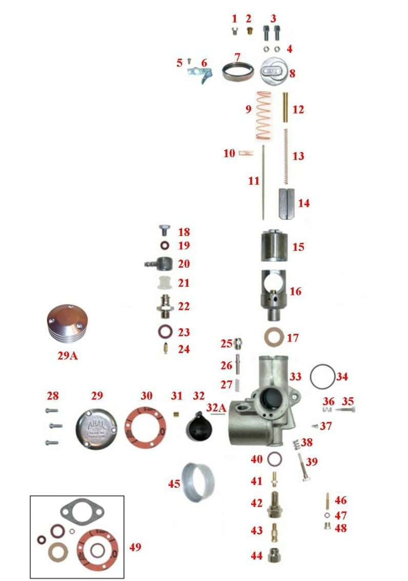 AMAL Carburator Parts List Mark 2 Concentric 22-40mm